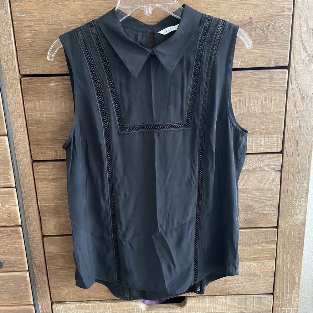 VERONICA BEARD BLACK SILK SLEEVELESS BLOUSE PERFECT